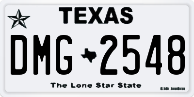 TX license plate DMG2548