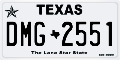 TX license plate DMG2551