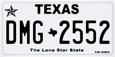 TX license plate DMG2552