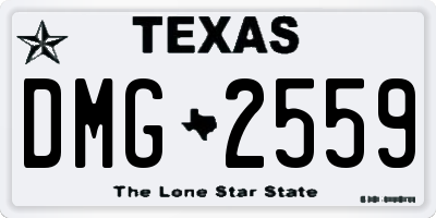 TX license plate DMG2559