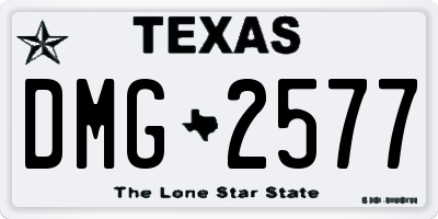 TX license plate DMG2577
