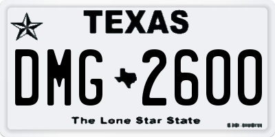 TX license plate DMG2600