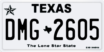 TX license plate DMG2605