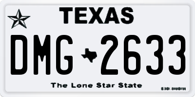 TX license plate DMG2633