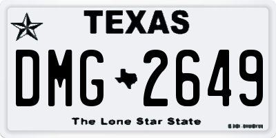 TX license plate DMG2649
