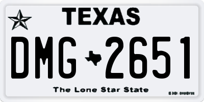 TX license plate DMG2651