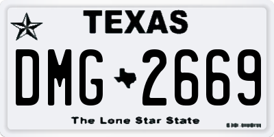 TX license plate DMG2669