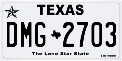 TX license plate DMG2703