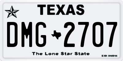 TX license plate DMG2707