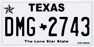 TX license plate DMG2743