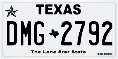 TX license plate DMG2792