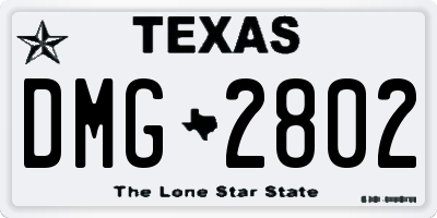 TX license plate DMG2802