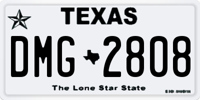 TX license plate DMG2808