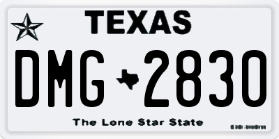 TX license plate DMG2830