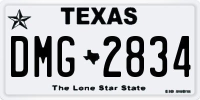TX license plate DMG2834