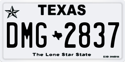 TX license plate DMG2837