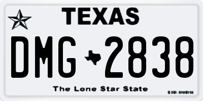 TX license plate DMG2838