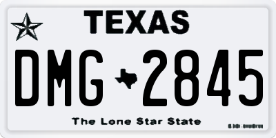 TX license plate DMG2845