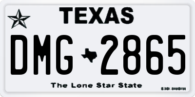 TX license plate DMG2865