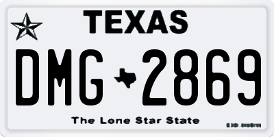 TX license plate DMG2869