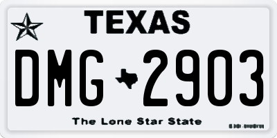 TX license plate DMG2903