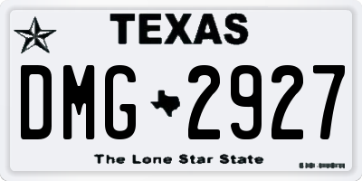 TX license plate DMG2927
