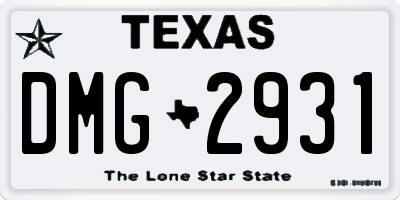 TX license plate DMG2931