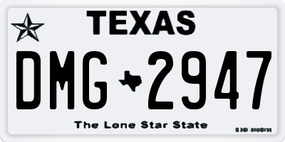 TX license plate DMG2947