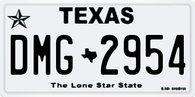 TX license plate DMG2954