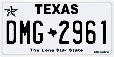 TX license plate DMG2961