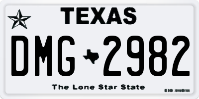 TX license plate DMG2982