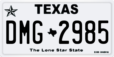 TX license plate DMG2985