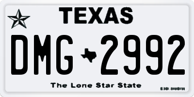 TX license plate DMG2992