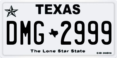 TX license plate DMG2999