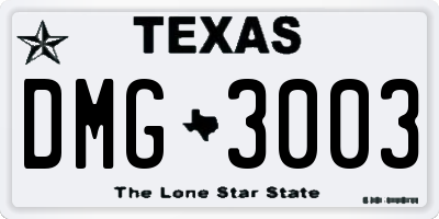 TX license plate DMG3003