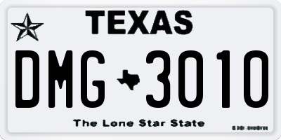 TX license plate DMG3010