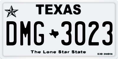 TX license plate DMG3023