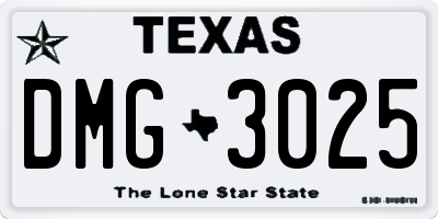 TX license plate DMG3025