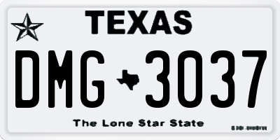 TX license plate DMG3037