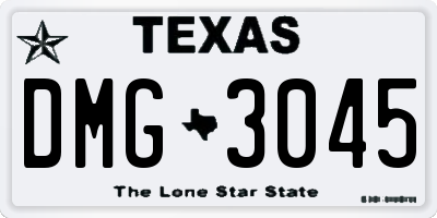 TX license plate DMG3045