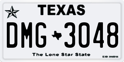 TX license plate DMG3048