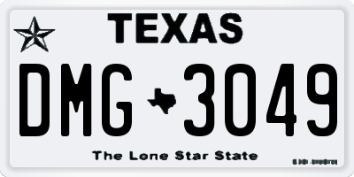 TX license plate DMG3049