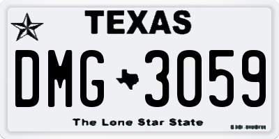 TX license plate DMG3059