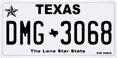 TX license plate DMG3068