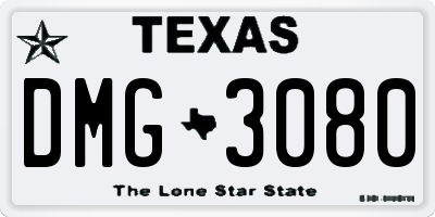 TX license plate DMG3080
