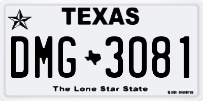 TX license plate DMG3081