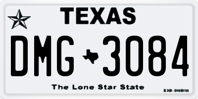 TX license plate DMG3084