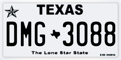 TX license plate DMG3088