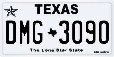 TX license plate DMG3090
