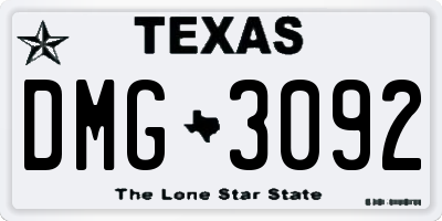 TX license plate DMG3092